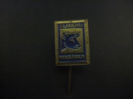 Slagerij M. v.d. Sluis & Zn blauw
